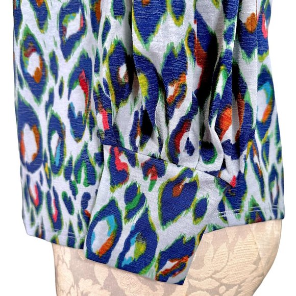 Nine West Cheetah Blouse Multicolor Blue Women's Small Winter 2019 - Picture 8 of 11